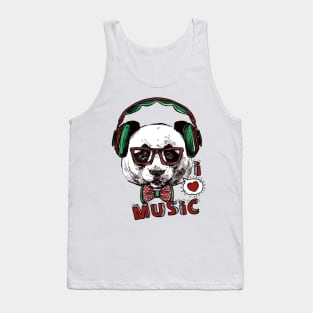 Funny Gift Panda Love Music Tank Top